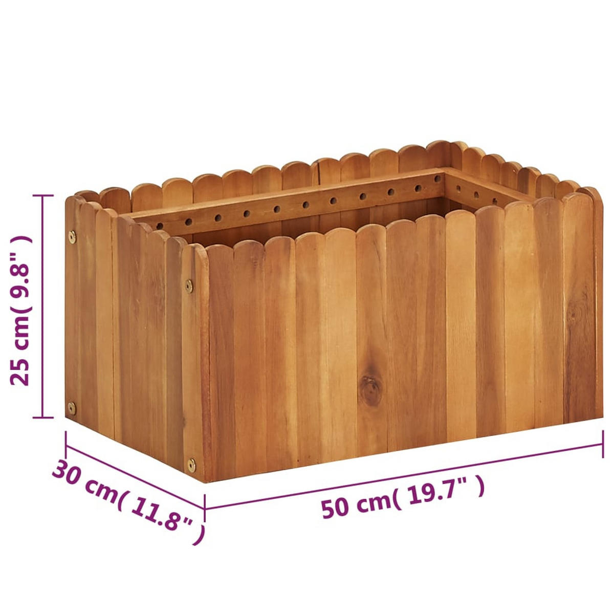 HOCHBEET aus Holz JONA 50x30x25 cm Akazienholz - Braun, Holz (50/25/30cm) - DELUKE