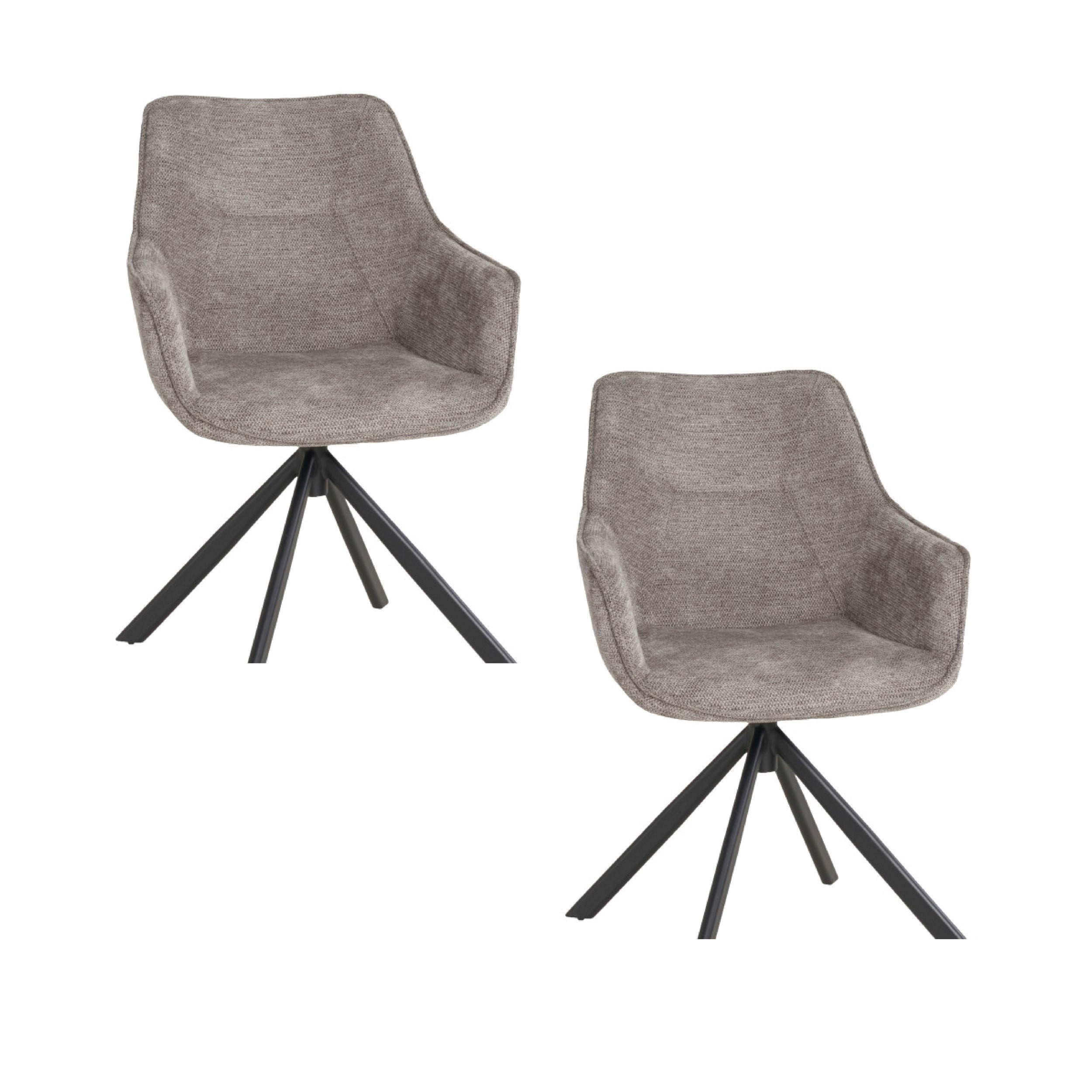 ESSZIMMERSTUHL 2er Set San Carlo hellgrau drehbar - Hellgrau/Schwarz, Textil/Metall (57/87/67cm) - Mr. Deko