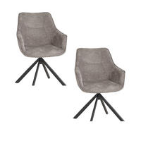 ESSZIMMERSTUHL 2er Set San Carlo hellgrau drehbar - Hellgrau/Schwarz, Textil/Metall (57/87/67cm) - Mr. Deko
