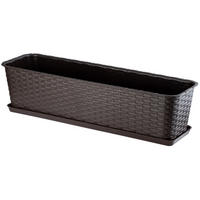 BALKONKASTEN mit Untersetzer 60 cm, Braun - Braun, Kunststoff (17/60cm) - KADAX