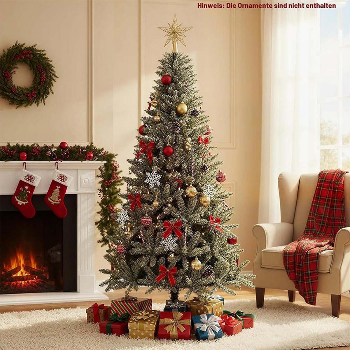 WEIHNACHTSBAUM im Dunkeln leuchtend 180cm Grün - Grün, Metall (180cm) - COSTWAY