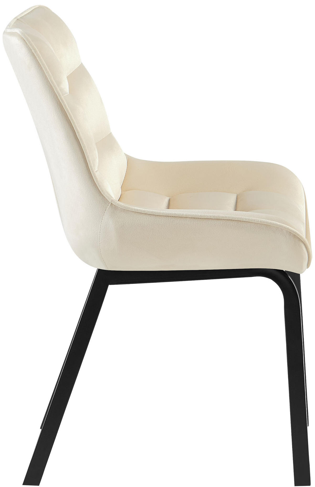 STUHL 2er Set Samt Creme - Creme/Schwarz, Textil/Metall (58/84/57cm) - CLP