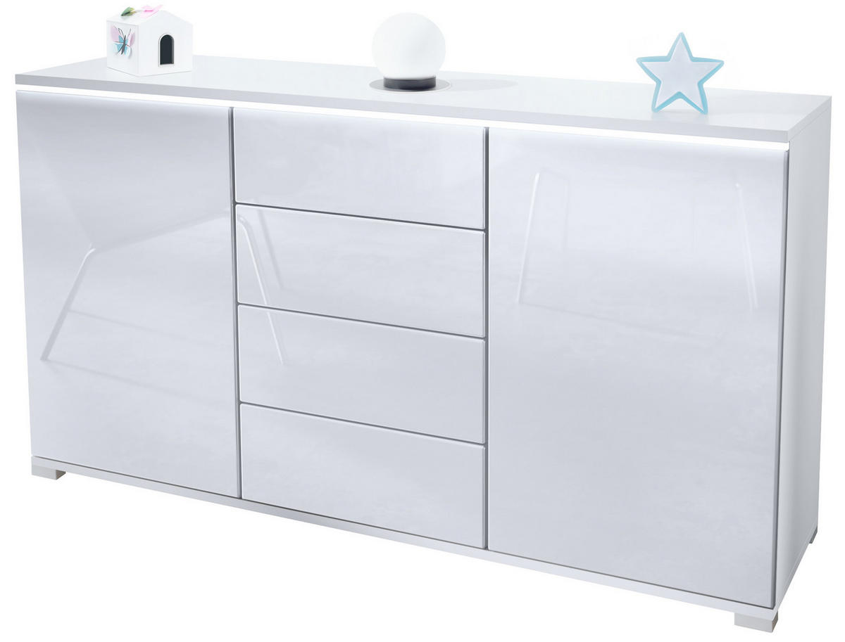 SIDEBOARD Faro Weiß Hochglanz - Weiß Hochglanz, Holzwerkstoff (138.5/75.5/35cm) - Vladon