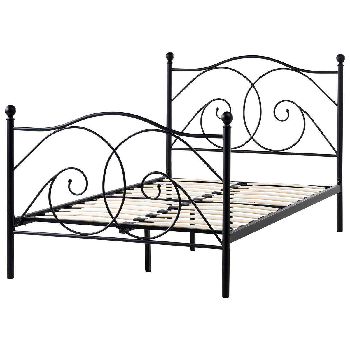 BETT mit Lattenrost 120/200 cm Schwarz Dinard - Schwarz, Metall (120/200cm) - Beliani