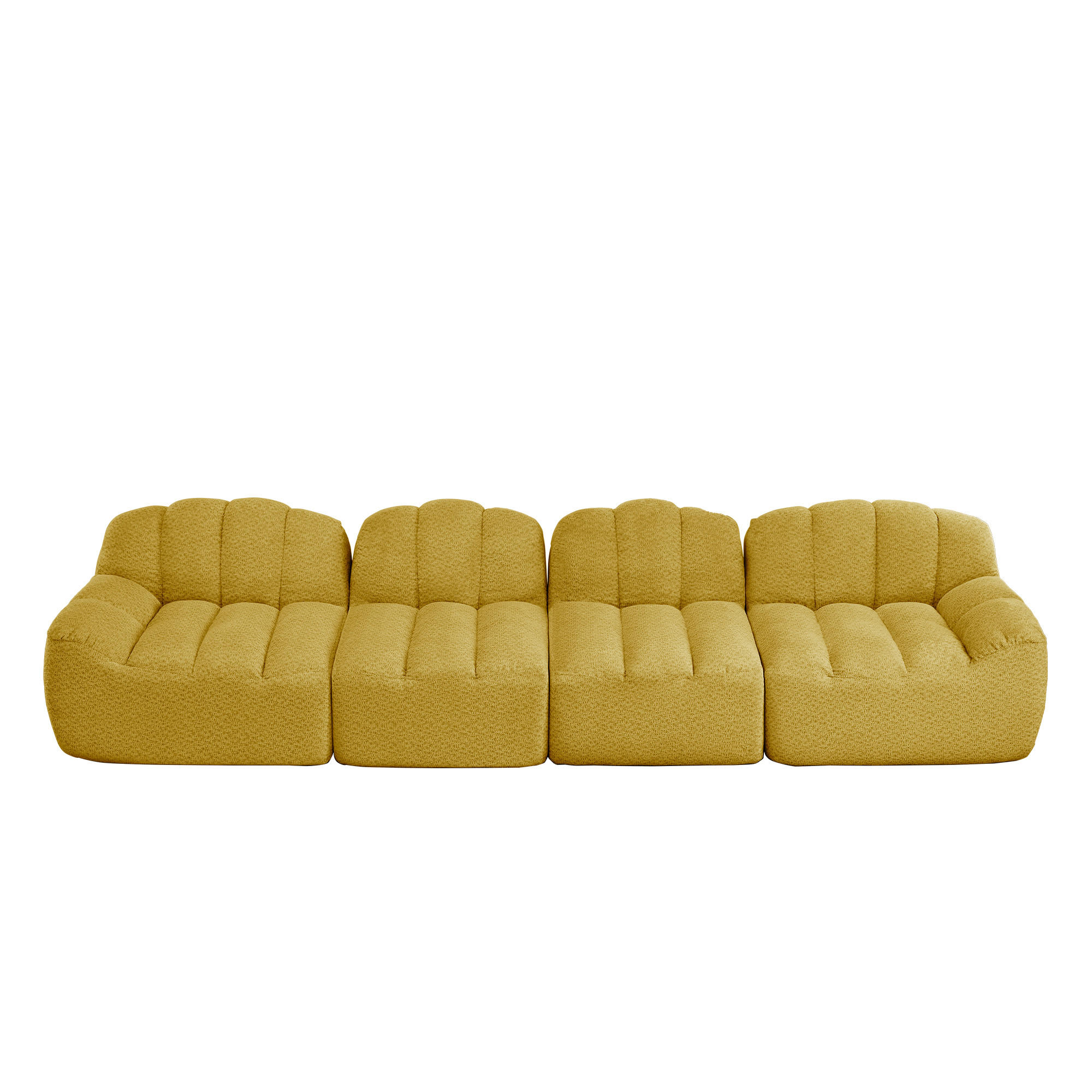 4-SITZER SOFA Granulierte Fleece Gelb - Gelb, Textil (366/79/104cm) - WISHDOR