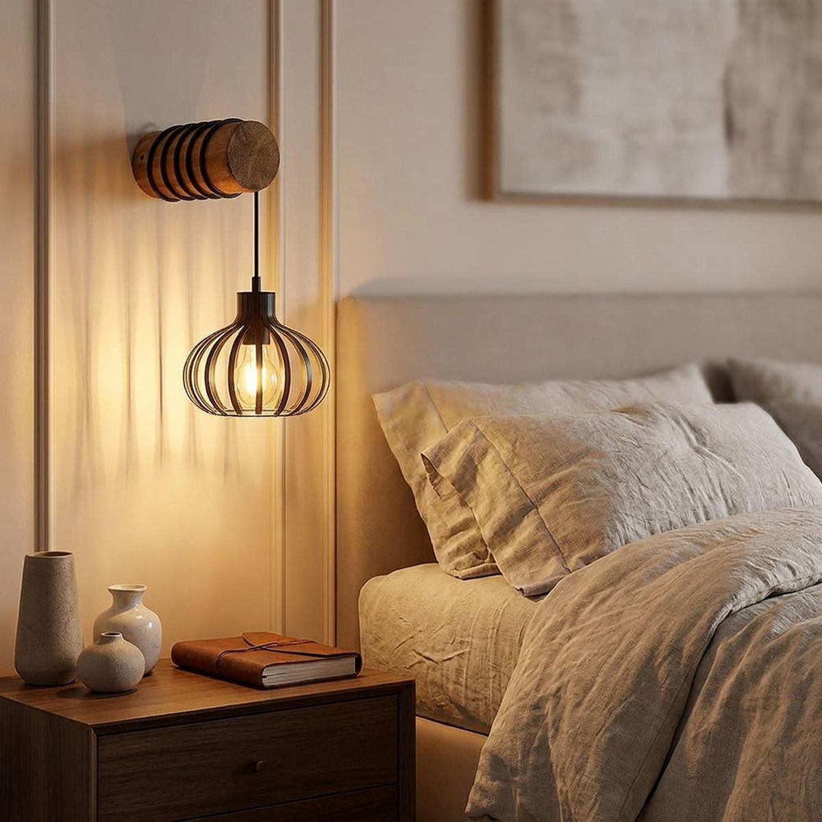 LED WANDLEUCHTE CALDWELL Holz Metall Braun Aufbau - Braun, Holz (20/59/29cm) - Globo Lighting