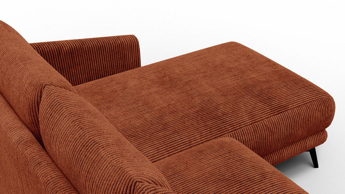 ECKSOFA VILT 3-Sitzer, orange - Schwarz/Orange, Holzwerkstoff/Textil (221/156cm) - Courtois Laville