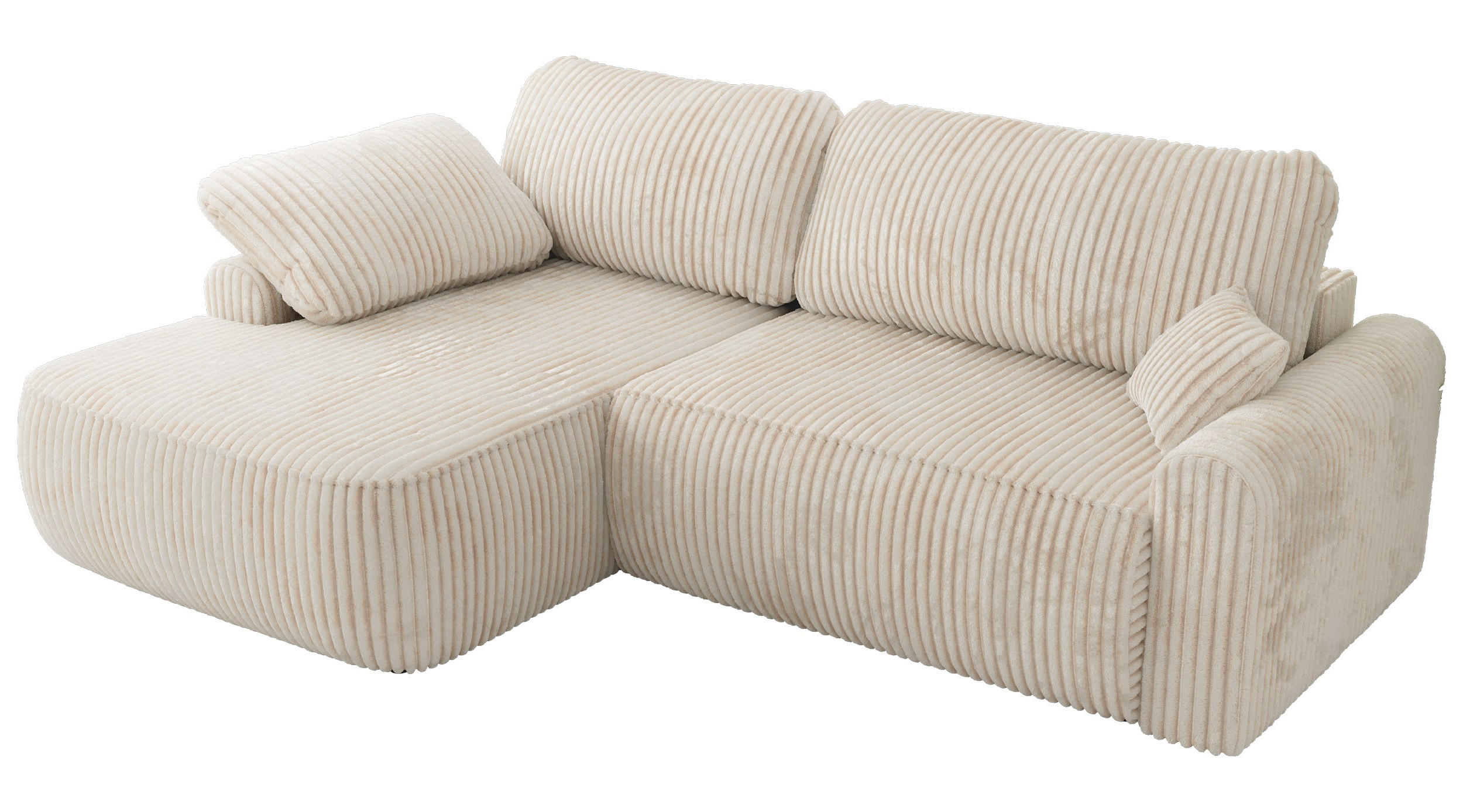 ECKSCHLAFSOFA CUBO L Creme Cord - links - Creme/Schwarz, Kunststoff/Textil (273/187cm) - MKS