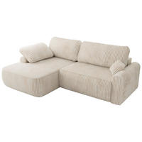 ECKSCHLAFSOFA CUBO L Creme Cord - links - Creme/Schwarz, Kunststoff/Textil (273/187cm) - MKS