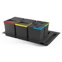 RECYCLINGBEHÄLTER für Küchenschublade mit Boden, Höhe 266mm, 2x15Liter, 2x7Liter, Modul 900mm, Kunststoff Anthrazitgrau 4er-set - Anthrazit, Kunststoff (53/30/86cm) - EMUCA