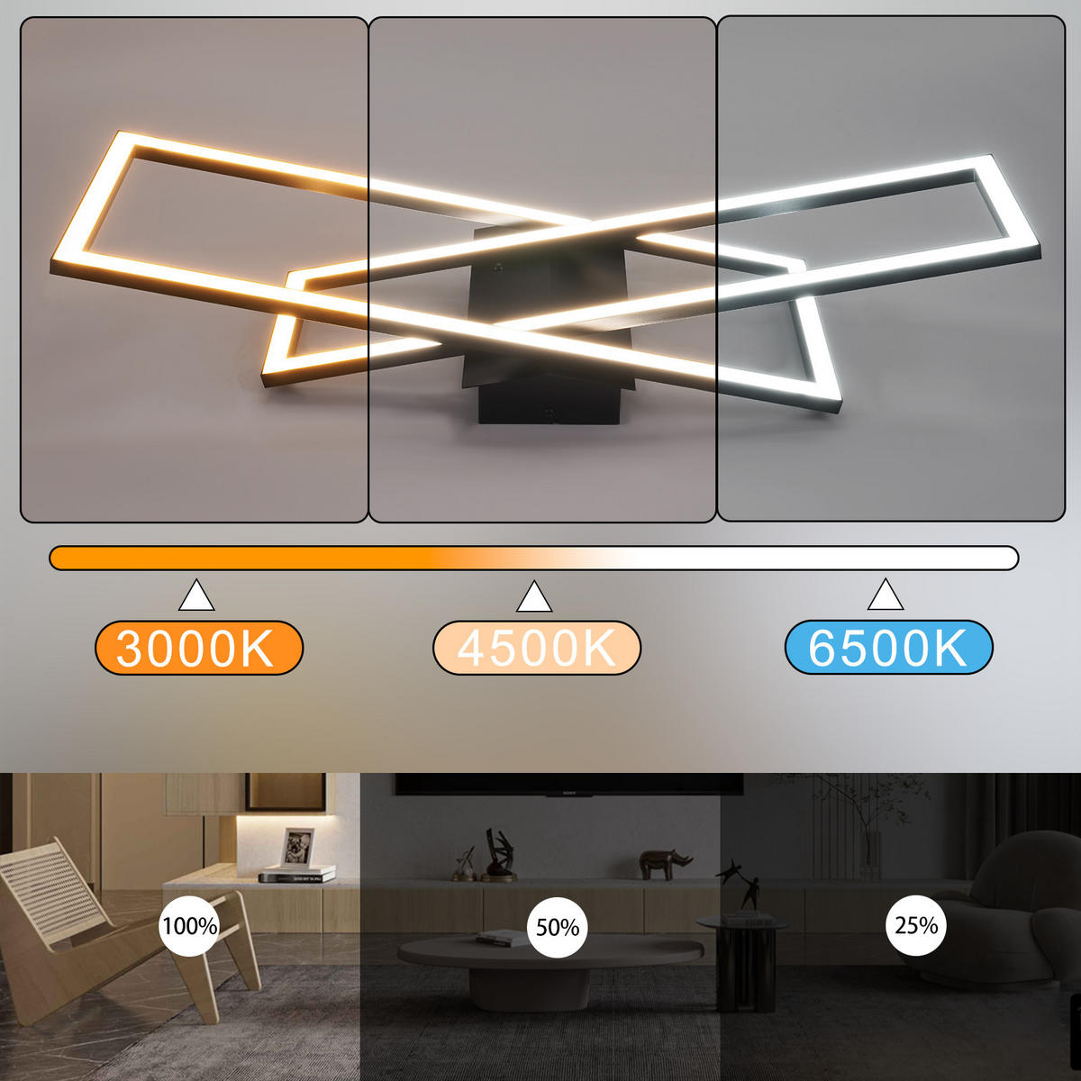 LED-DECKENLEUCHTE Talsen 22/22/13.5 cm - Schwarz, Metall (22/22/13.5cm) - ZMH