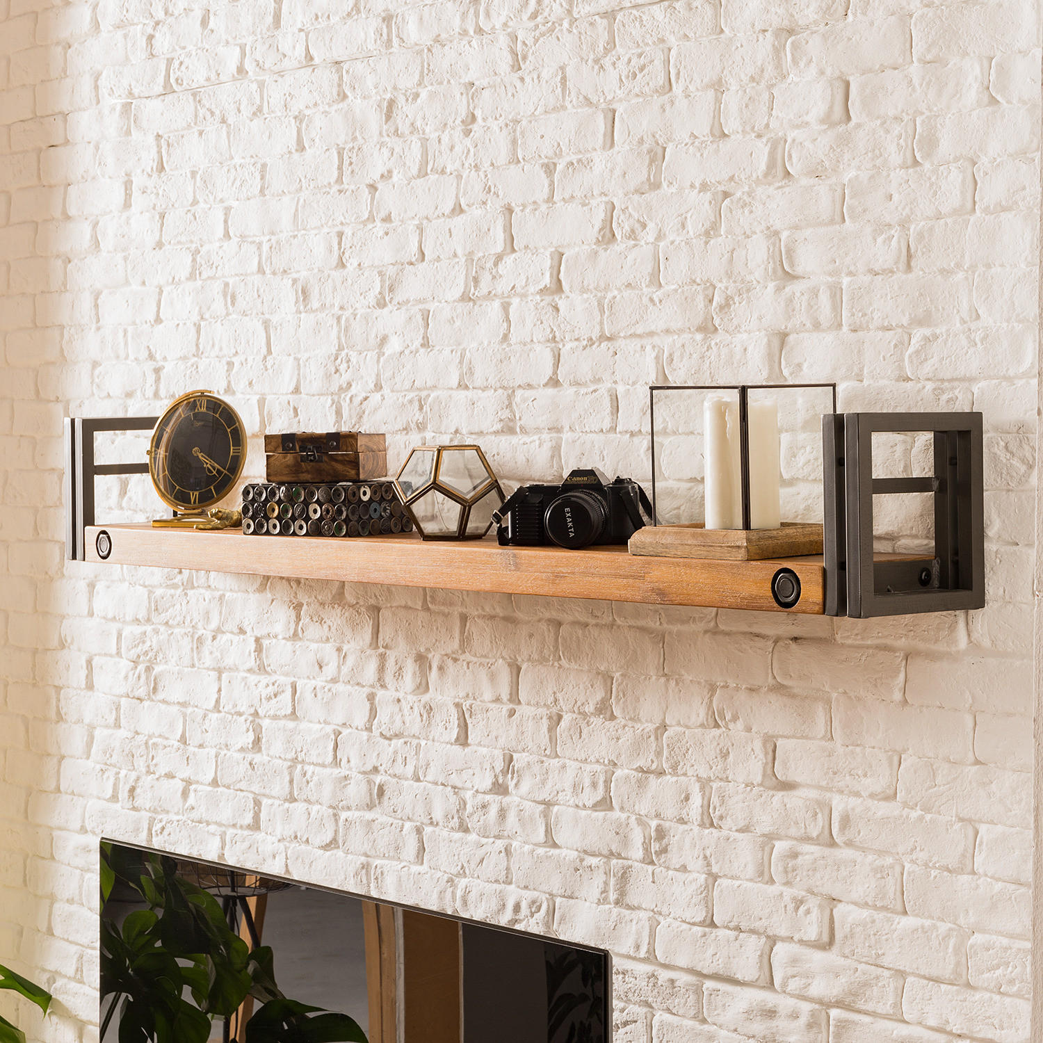 WANDBOARD mit Seitenleisten - Akazie massiv / Metall - Akaziefarben, Holz (150/19/20cm) - home24