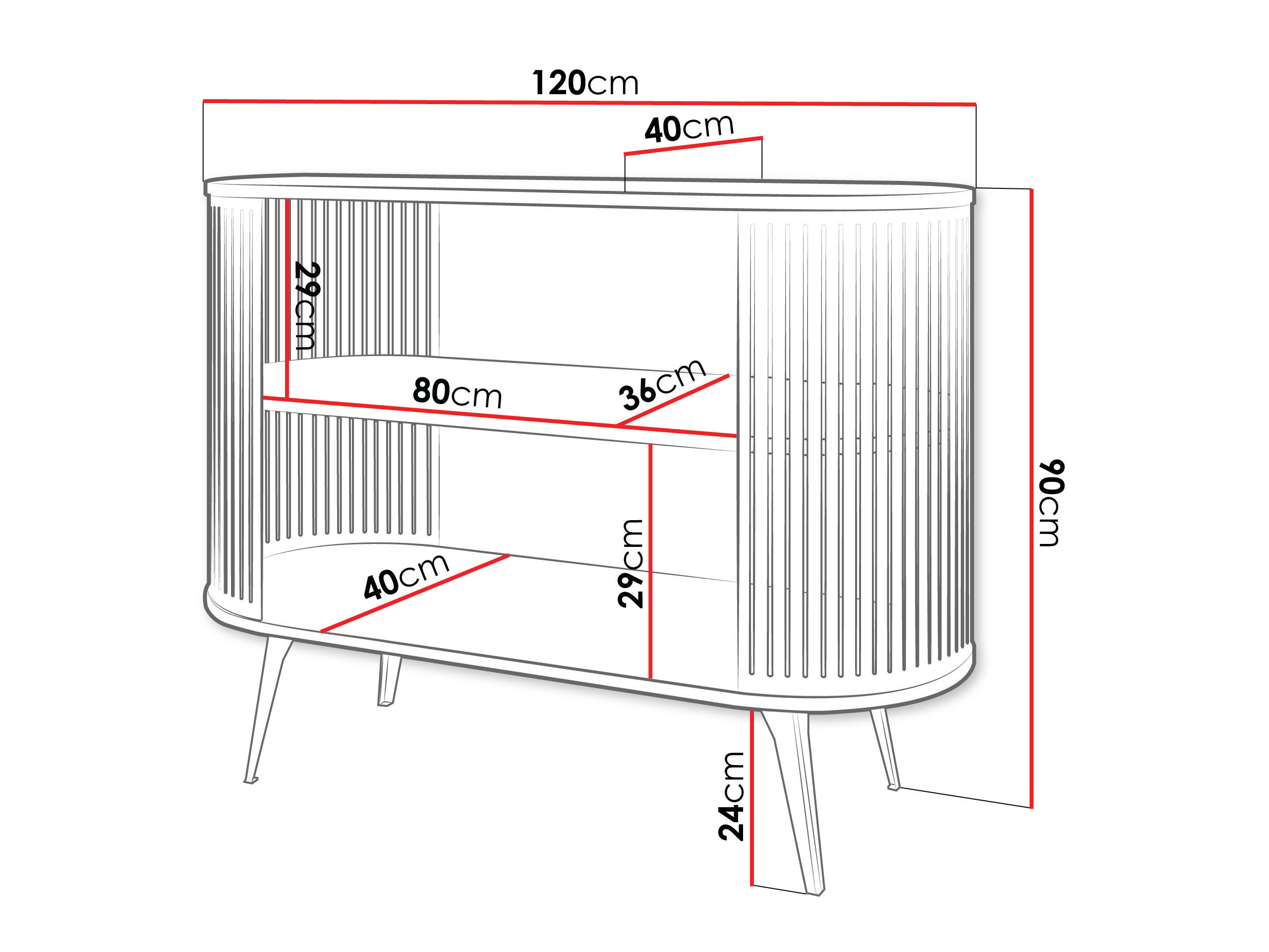 Thumbnail - Mirjan24 Kommode, Schwarz, Eiche, Holzwerkstoff, Oval,Oval, 120x90x40 cm, Wohnzimmer, Kommoden & Sideboards, Kommoden
