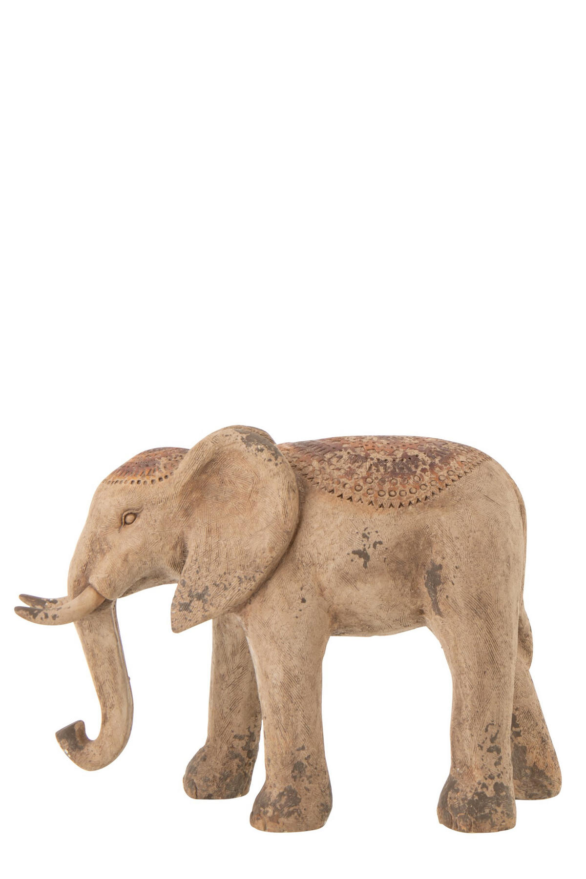 DEKOOBJEKT ELEFANT ANTIK AUßEN - Multicolor, Glas/Naturmaterialien (30/55/80cm) - J-Line