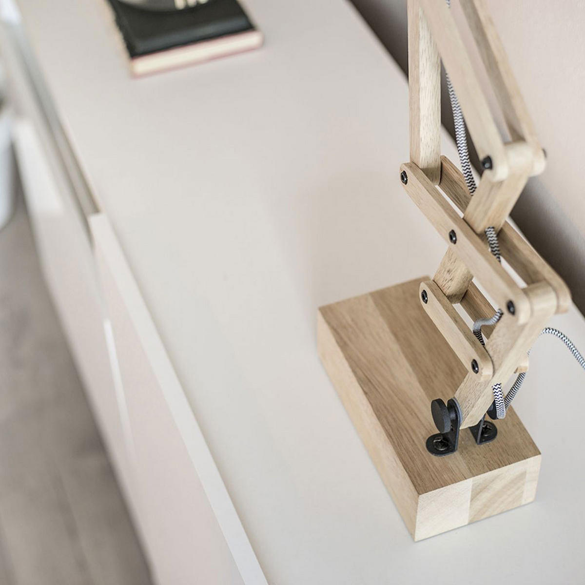 TISCHLEUCHTE Holz Braun Weiß - Braun, Holz (25/25/83cm)