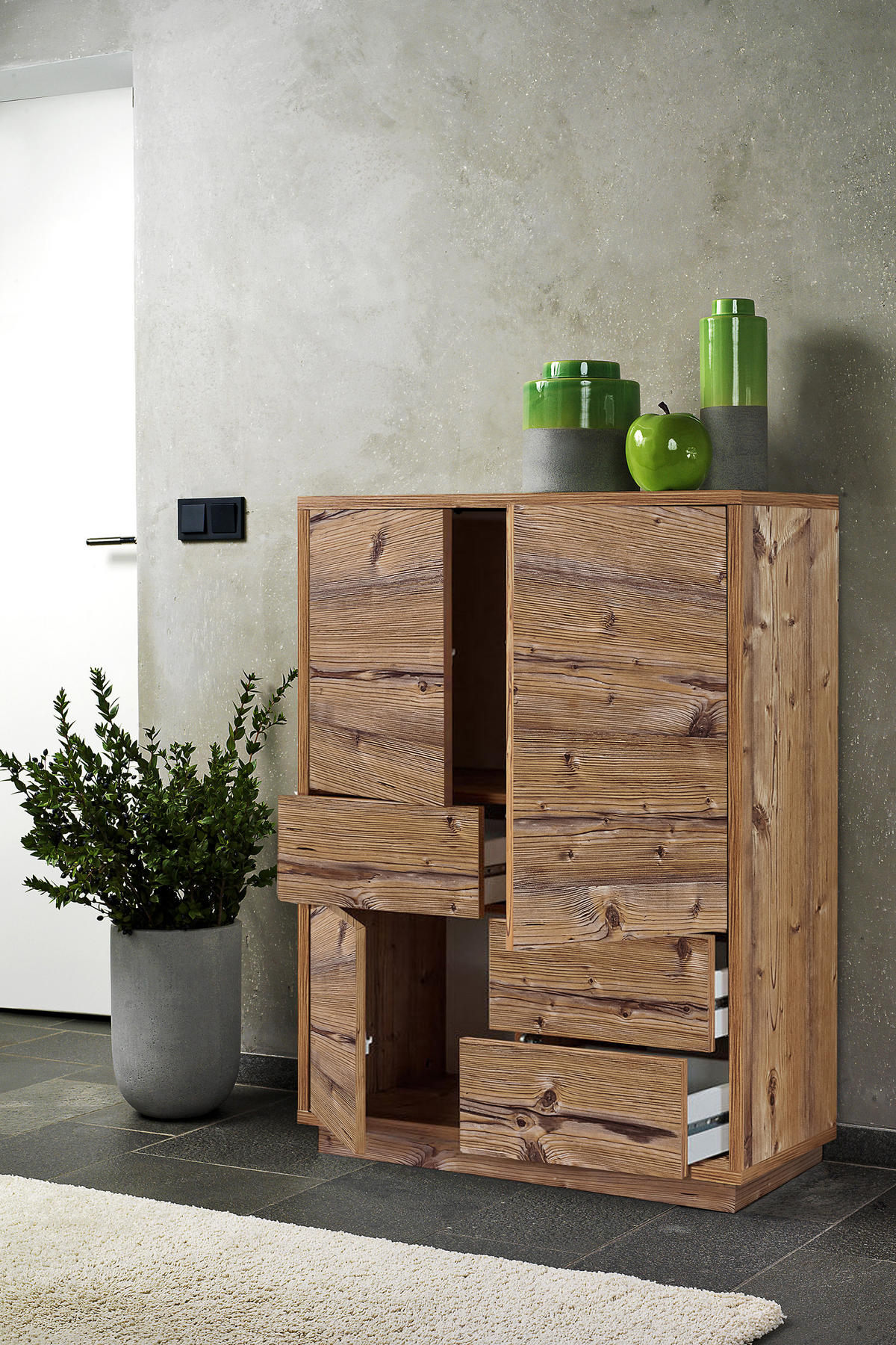 HIGHBOARD Eyecatcher Kommode mit Push-To-Open-System - Fichtefarben, Holzwerkstoff (80/110/38cm) - Aileenstore