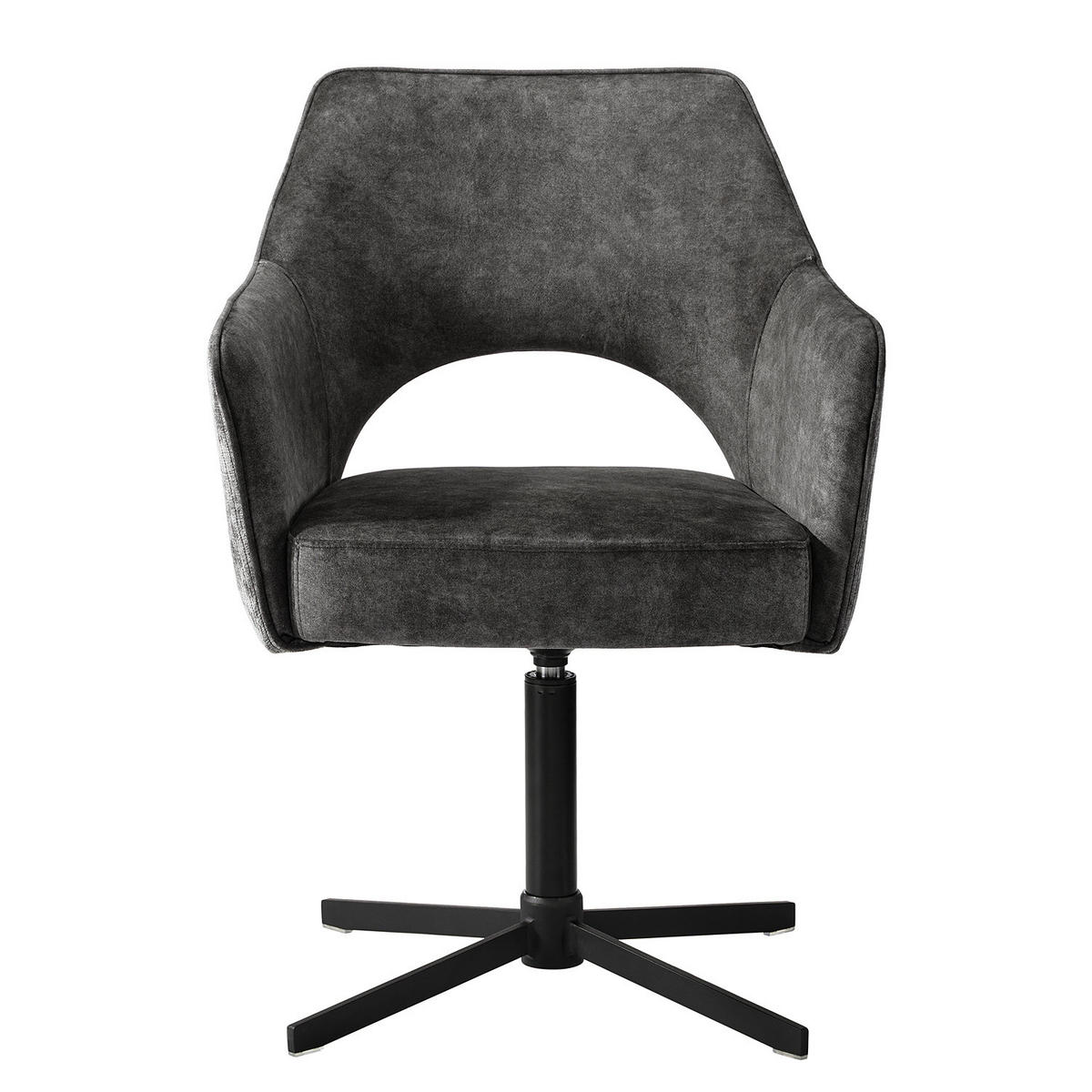 DREHBARER ARMLEHNENSTUHL - Textil / Metall - Graphitfarben, Textil/Metall (64/85/61cm) - home24