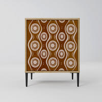 SIDEBOARD BROWN EYES, Eichefarben, 57,5x42x72,5 cm, Schwarze Metallfüße - Eichefarben/Multicolor, Holzwerkstoff/Metall (57.5/72.5/42cm) - SpaceRebels