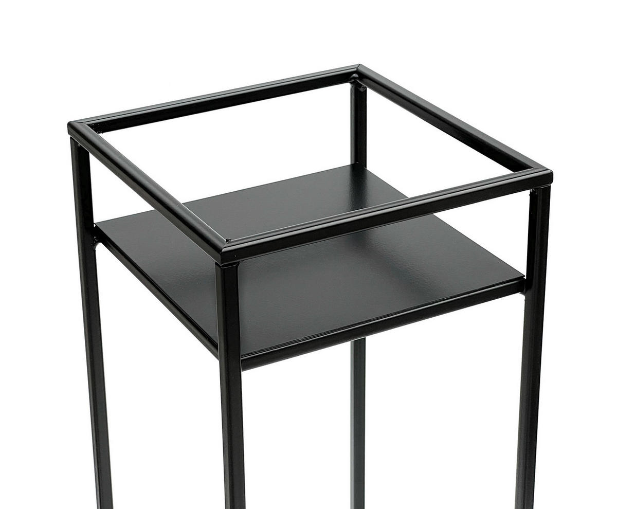 BLUMENHOCKER Metall Schwarz Eckig 62 cm - Schwarz, Metall (22/62/22cm) - DanDiBo