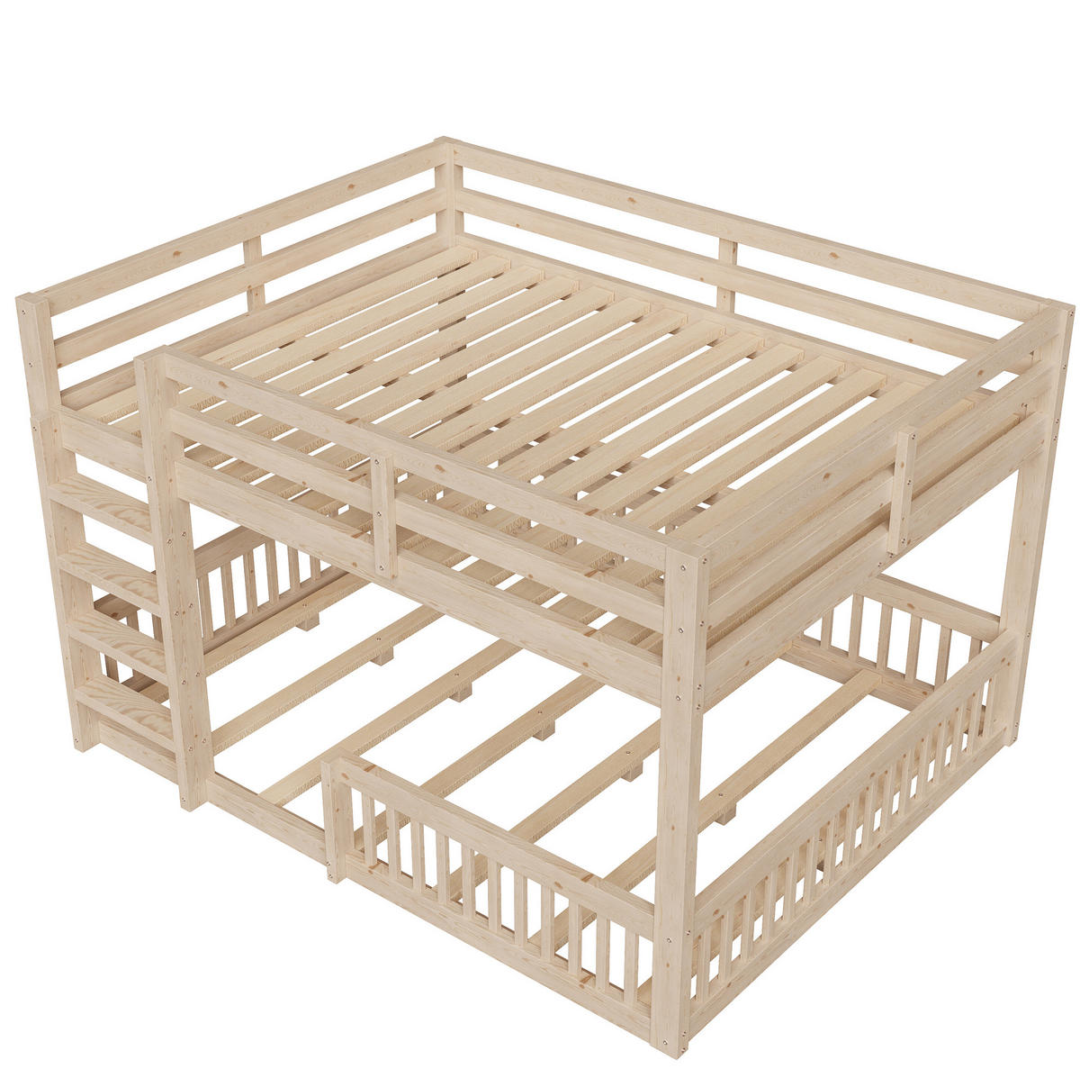 ETAGENBETT 160/200 cm Natürlich mit Schutzgittern aus Massivholz - Naturfarben, Holz (160/200cm) - MIVRAY