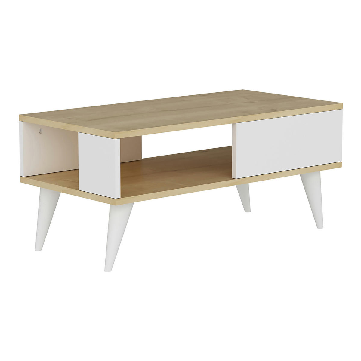 COUCHTISCH Ludvika 90/45/40 cm - Eichefarben/Weiß, Holzwerkstoff/Kunststoff (45/90/40cm) - [en.casa]