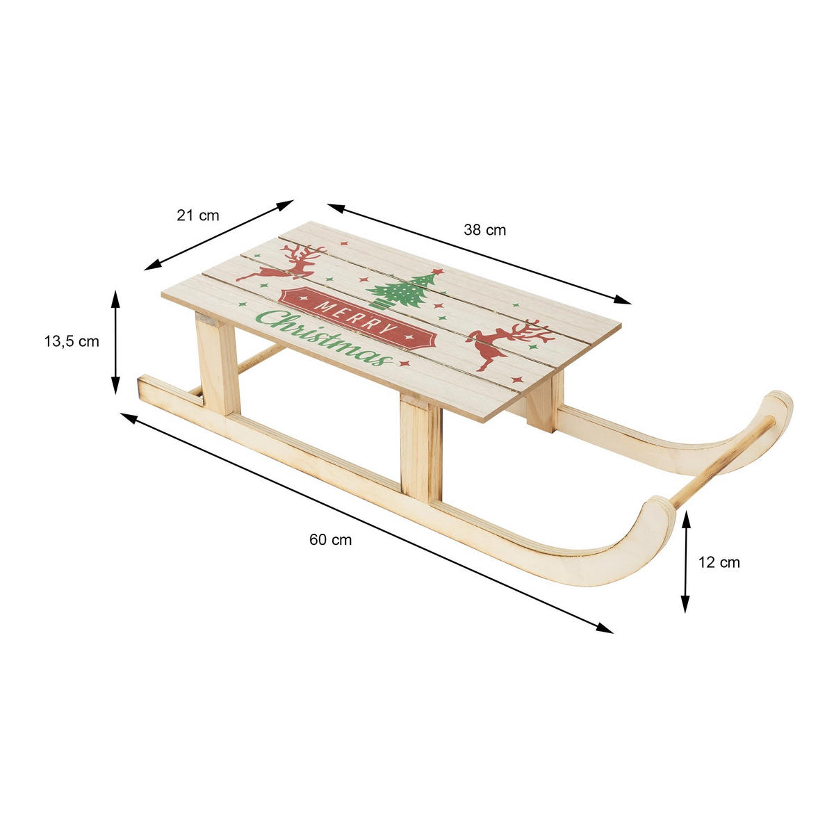 WEIHNACHT Schlitten - Braun, Holz (21/13.5/60cm) - ECD-Germany
