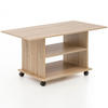 COUCHTISCH mit zwei Ablageflächen, Rollen und Melaminharzbeschichtung, Beige 95x54x51 cm - Beige/Schwarz, Holz (54/95/51cm) - KADIMA DESIGN