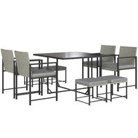 GARTENESSGRUPPE DE-13624 8-sitzig mit Glastisch & Polster Grau - Grau, Metall - ComfortXL