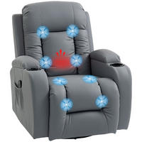MASSAGESESSEL DE-06430 Wipp-, Liege- & Wärmefunktion, 145° neigbar, drehbar Hellgrau - Hellgrau, Metall (82/103/99cm) - ComfortXL