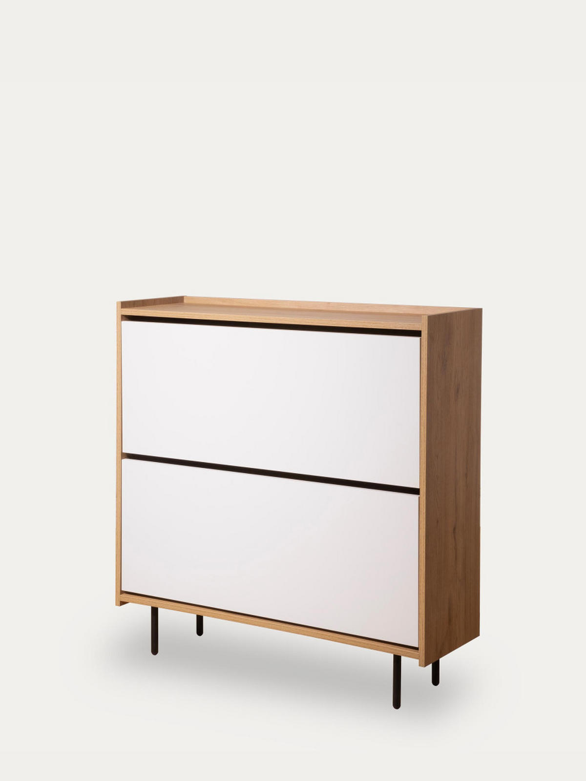 SCHUHKIPPER Nadine Natur - Weiß 97.5 cm x 98.5 cm - Braun, Holzwerkstoff (97/98/30cm) - Kenay Home