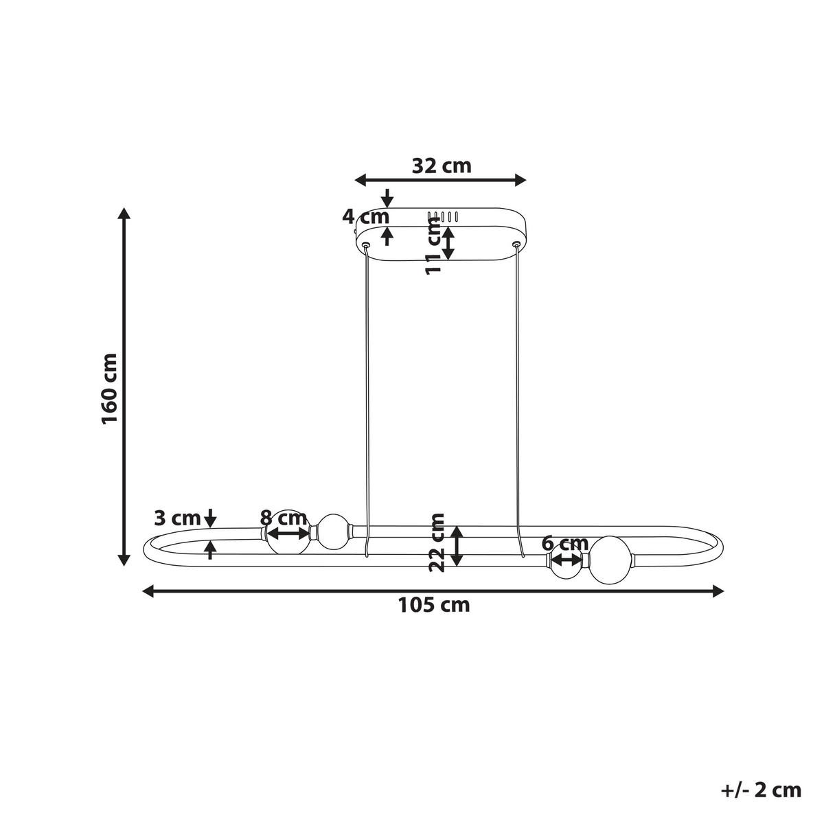 HÄNGELAMPE Feale 22/105/160 cm - Goldfarben, Metall (22/105/160cm) - Beliani