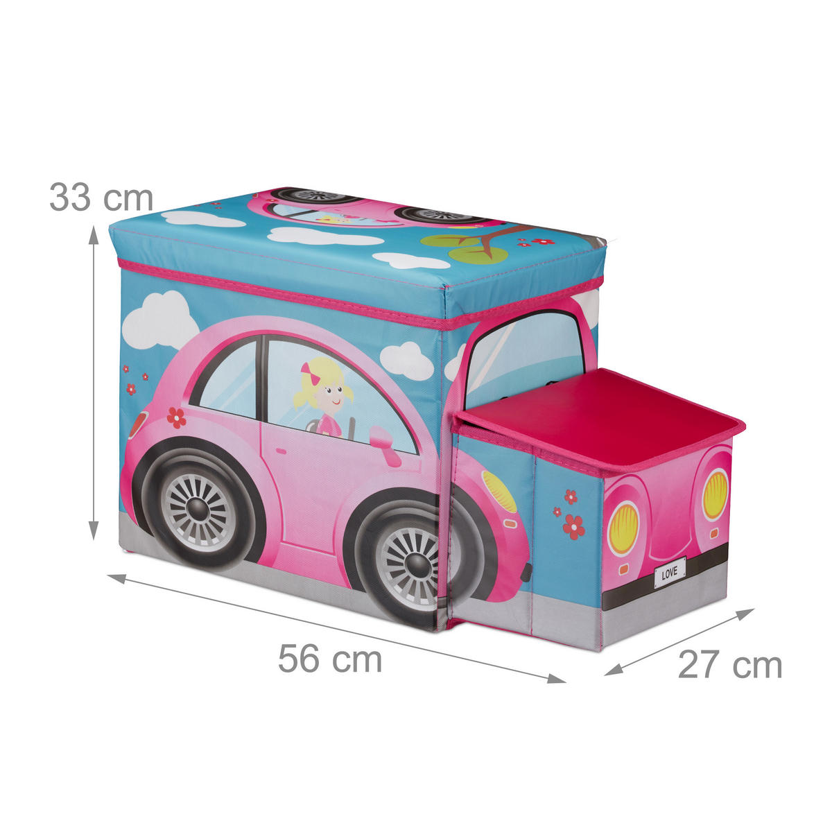 SITZBOX Kinder - Multicolor, Holzwerkstoff/Wellpappe (27/33/56cm) - Relaxdays