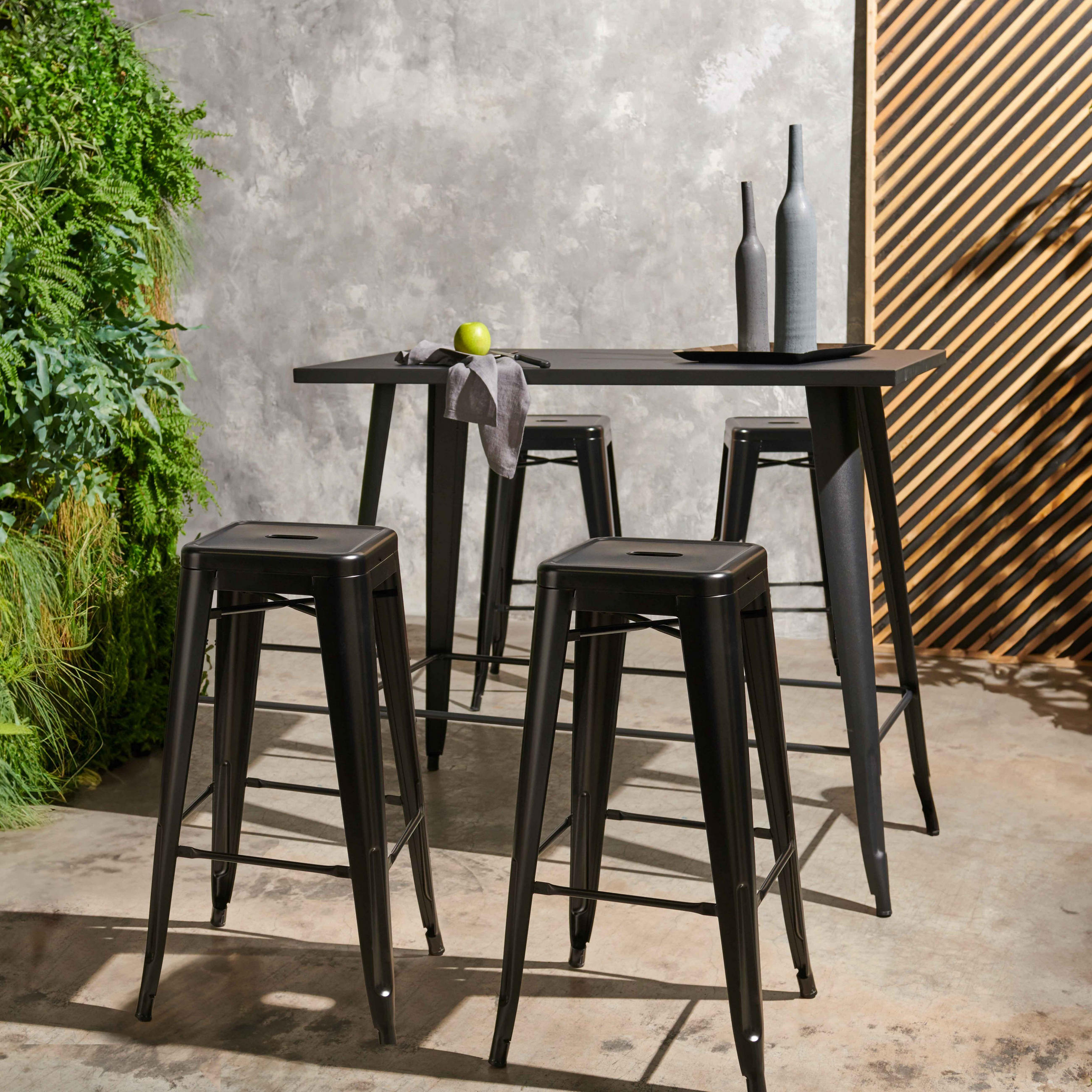 GARTENSET 5-tlg., Schwarz - Schwarz, Metall - Oviala