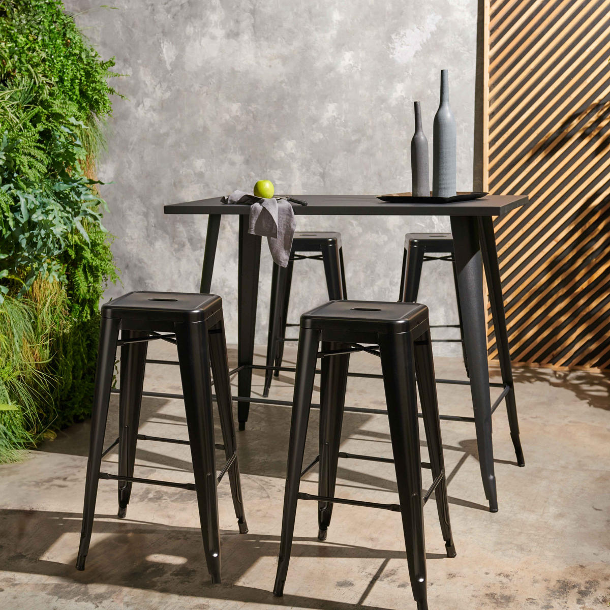 GARTENSET 5-tlg., Schwarz - Schwarz, Metall - Oviala