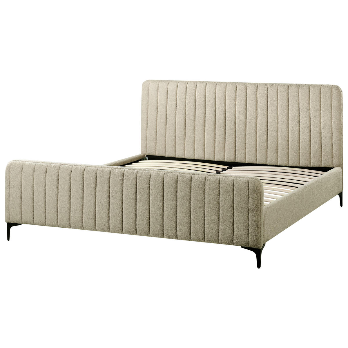 POLSTERBETT mit Lattenrost 180x200 cm Beige Lunan - Beige, Textil (180/200cm) - Beliani