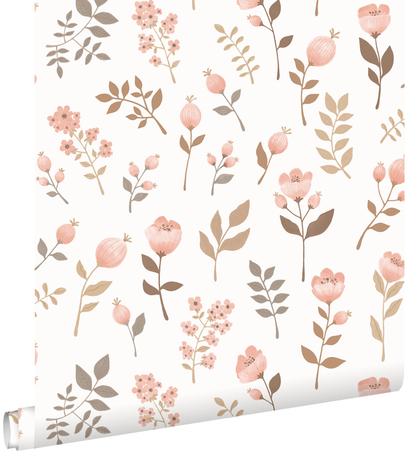 TAPETE Blumen 53 cm x 10.05 m - Weiß, Papier (53/0.1cm) - ESTAhome