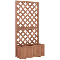 HOCHBEET Pflanzkasten mit Rankgitter, für Kletterpflanzen, Tannenholz, Orange - Fichtefarben, Holz (31.5/149.5/72.5cm) - Outsunny
