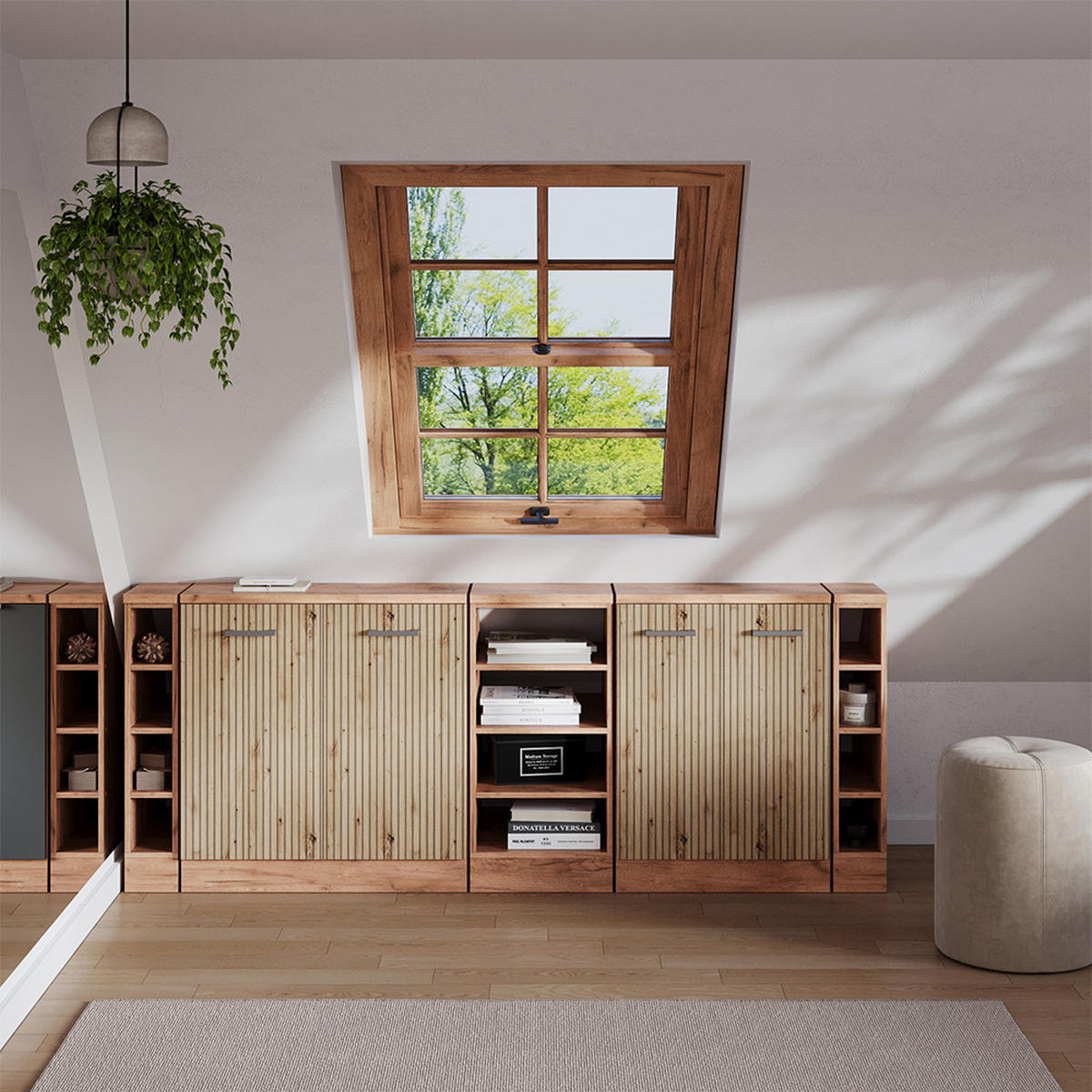 ŠATNÍ SESTAVA PRO ŠIKMÉ STŘECHY Rion Řemeslný dub 210 cm Sada 5 korpusů skříně hloubka 60 cm - medově dubová/dub artisan, kompozitní dřevo (210/83.8/60cm) - Vicco