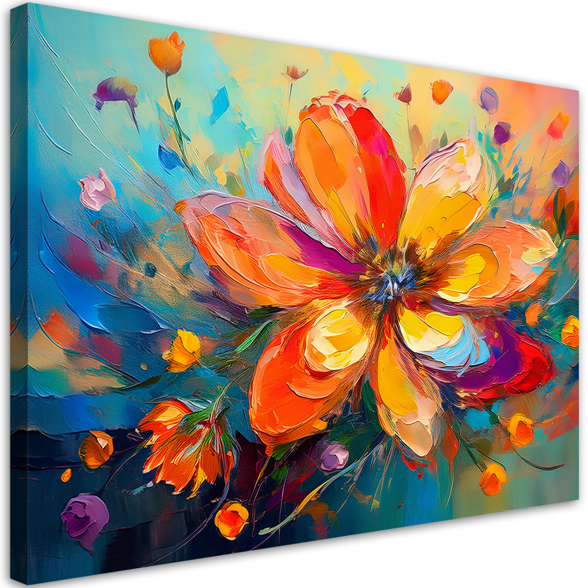 WANDBILD farbige blumen abstraktion - Multicolor, Textil (60/40cm) - Feeby