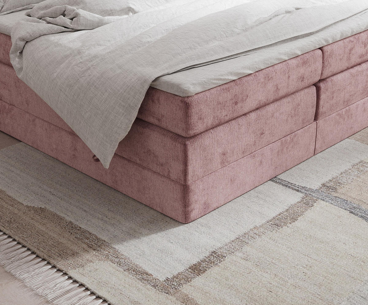 BOXSPRINGBETT Juniper Rosa 140/200 cm - Schwarz/Rosa, Holz/Holzwerkstoff (140/200cm) - Maison de Reve