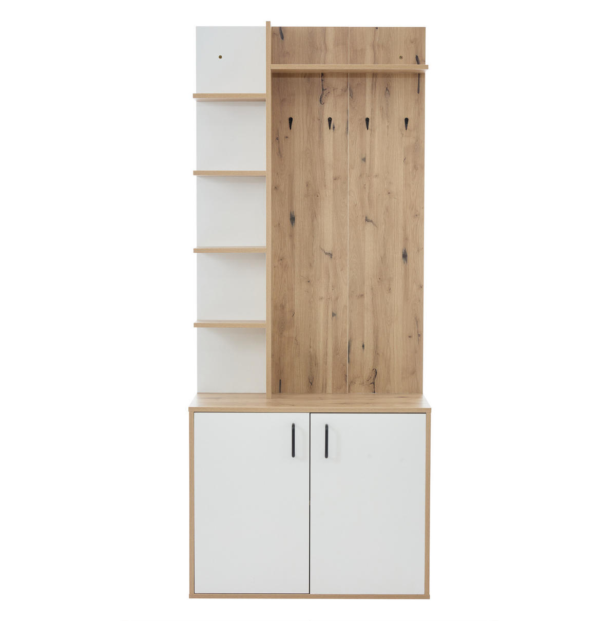 GARDEROBE 75/180/33 cm Naturholz/Weiß aus Spanplatte mit Schuhaufbewahrung - Naturfarben, Holzwerkstoff (33/180/75cm) - OKMYHOME