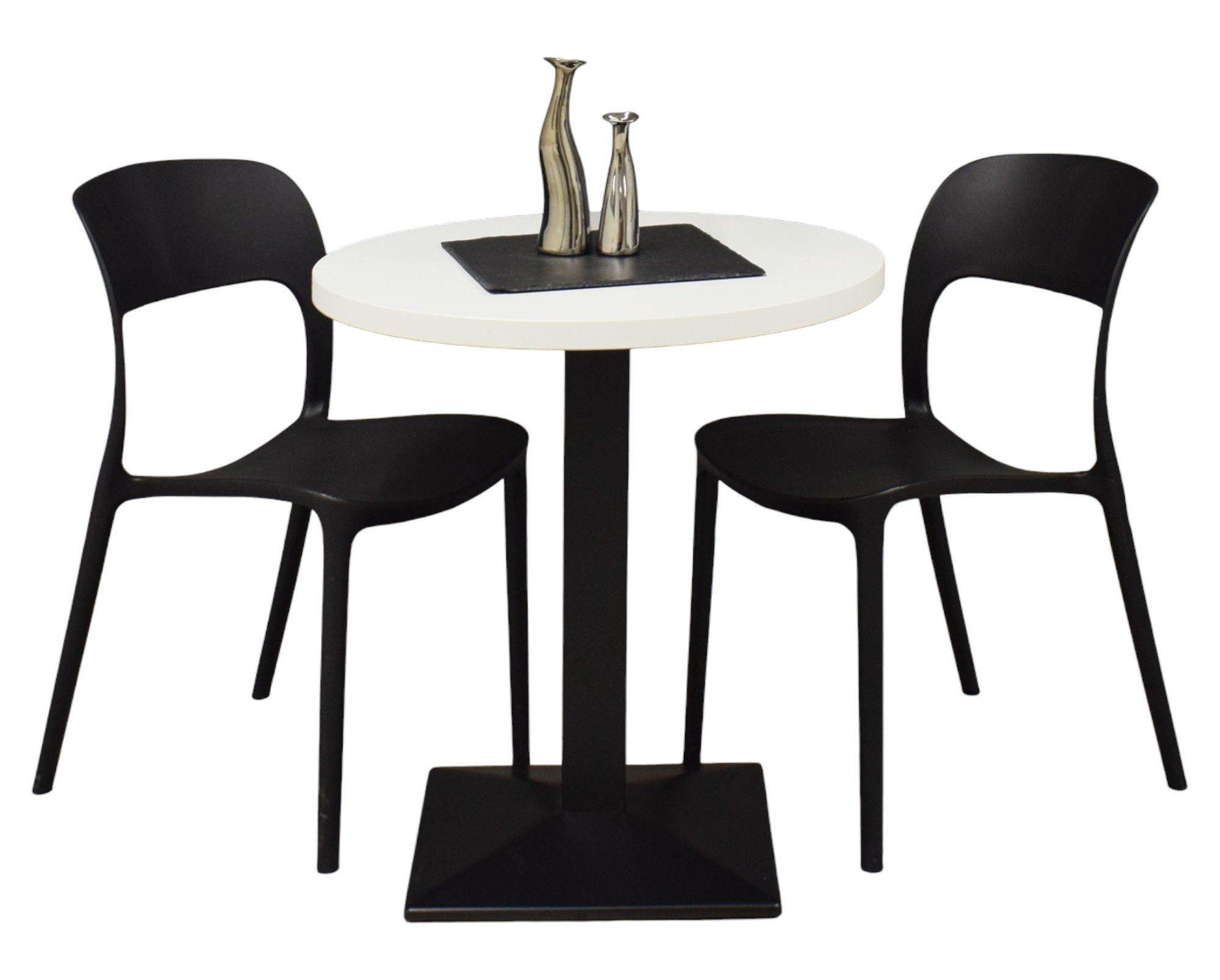 BISTROTISCH rund Elanur 70 cm schwarz matt/weiß matt lack - Weiß, Metall (70/70/75cm) - 58aufmkessel