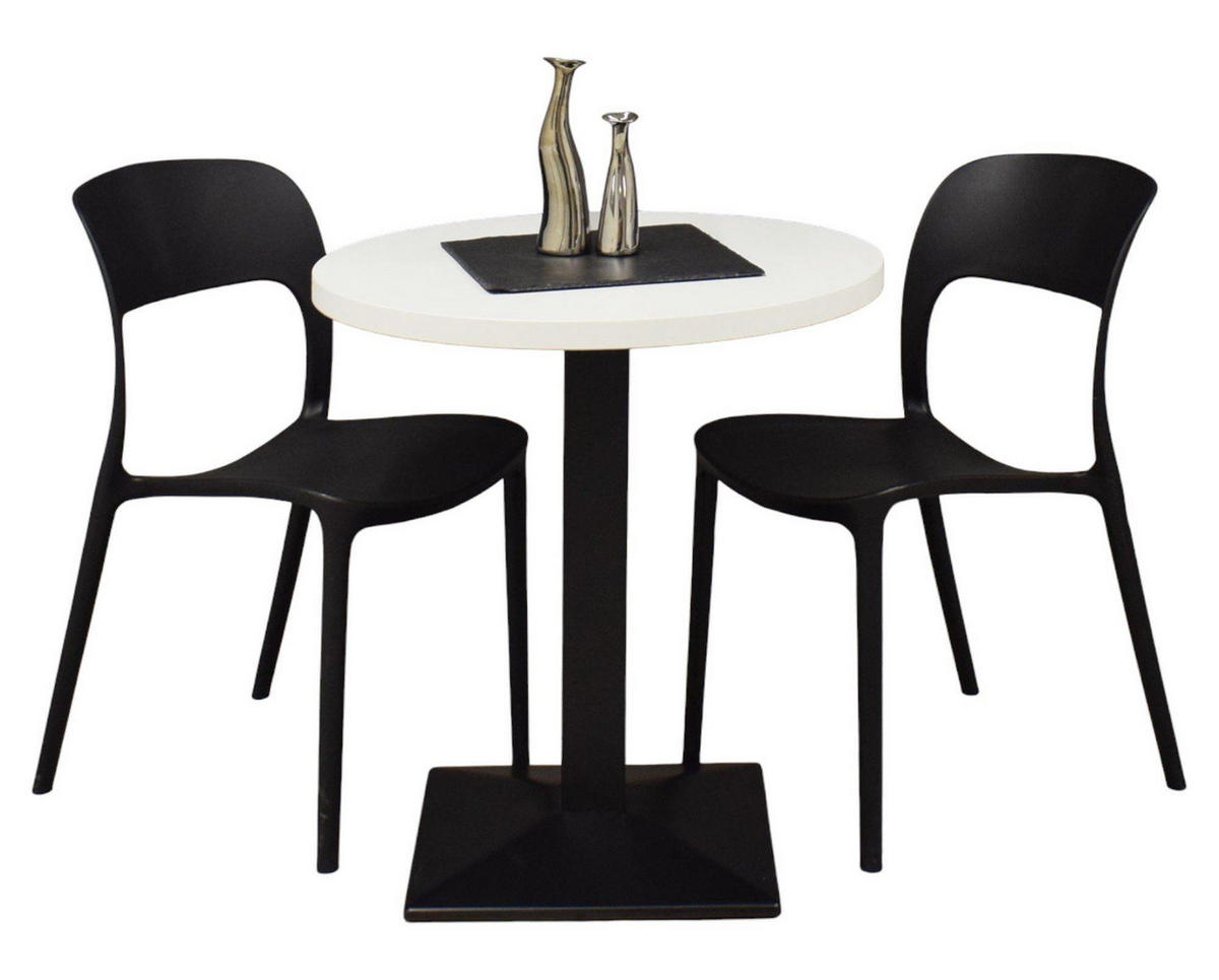 BISTROTISCH rund Elanur 70 cm schwarz matt/weiß matt lack - Weiß, Metall (70/70/75cm) - 58aufmkessel