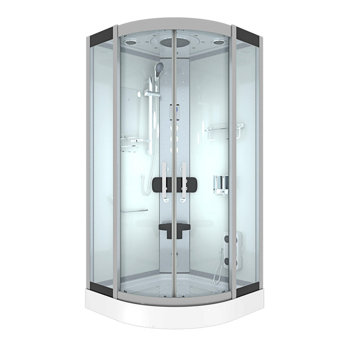 DAMPFDUSCHE Dusche D46-20T3-EC Weiß 100x100 - Weiß, Glas/Kunststoff (100/100/215cm) - AcquaVapore by Sandra Jentho