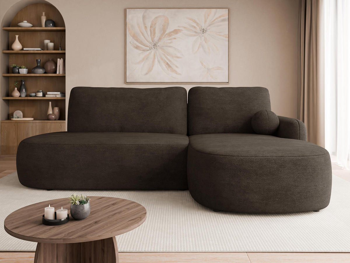 ECKSOFA Loridu O, Seite: Rechts - Schwarz/Braun, Holz/Kunststoff (274/174cm) - MIRJAN24