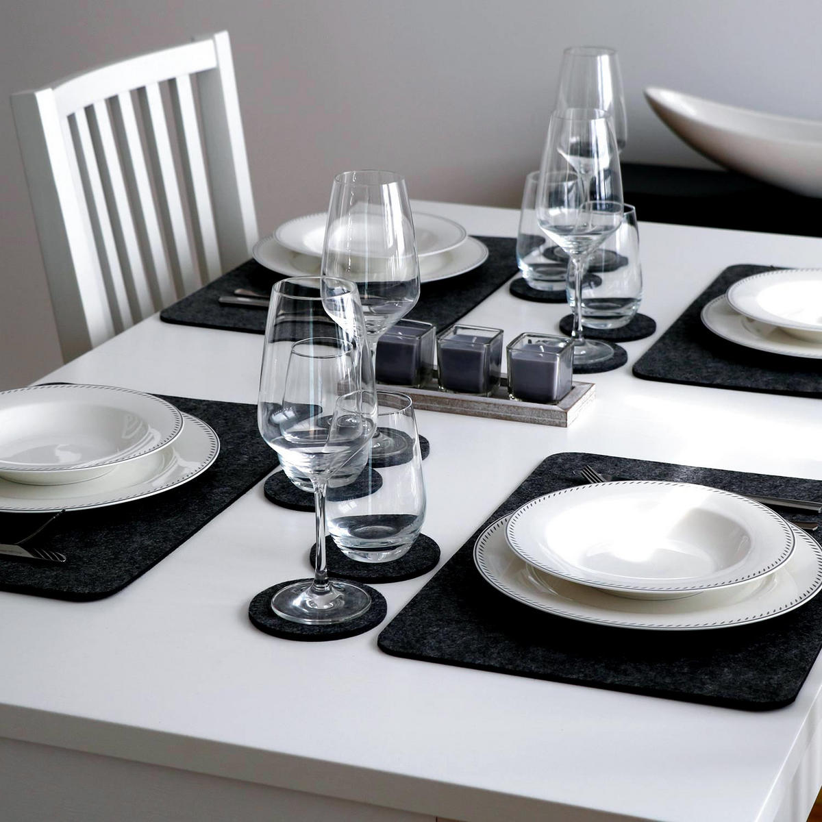 TISCHSET 4er Set 43/30/0,5 cm Anthrazit - Anthrazit, Kunststoff (43/30/1cm) - Dunedesign