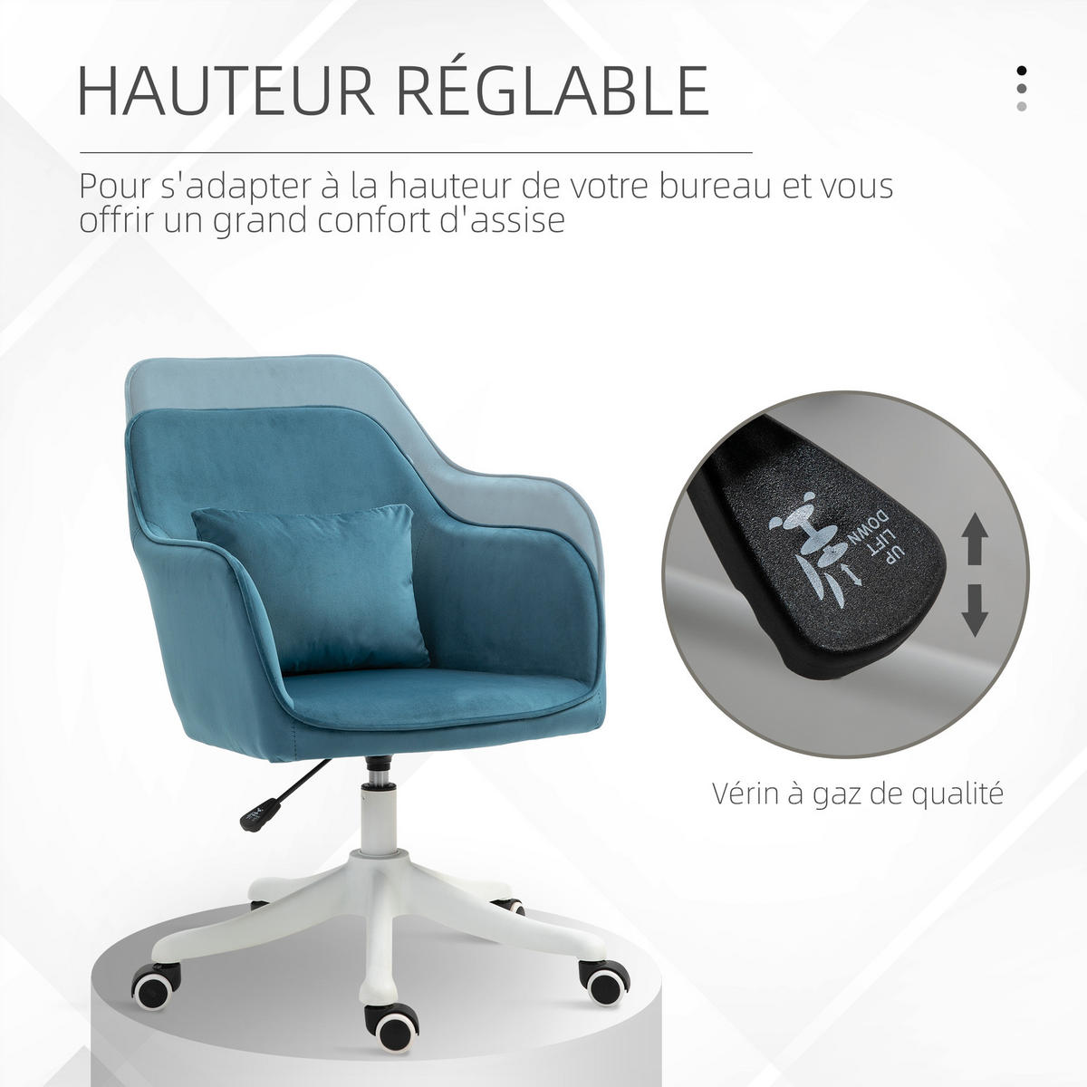 DREHSTUHL DE-11662 Samt mit Massagefunktion & höhenverstellbar Blau - Blau, Textil (70/86/55cm) - ComfortXL