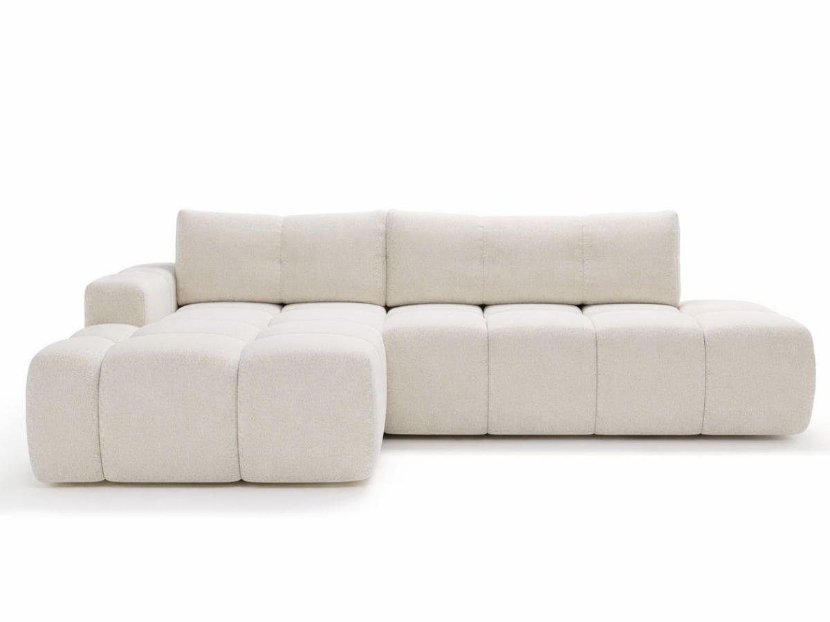 ECKSOFA Montero Bouclé-Stoff Weiß Links - Weiß, Holz/Textil (280/177cm) - Graingold