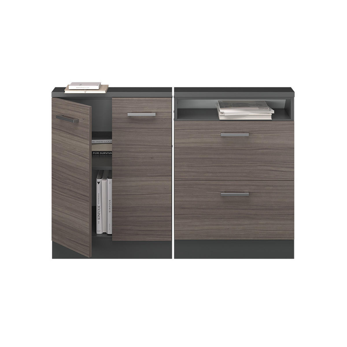 SADA SKŘÍNÍ PRO ŠIKMOU STŘECHU Rion Ušlechtilá šedá/antracitová - šedá/antracitová, kompozitní dřevo (120/81.6/46cm) - Vicco