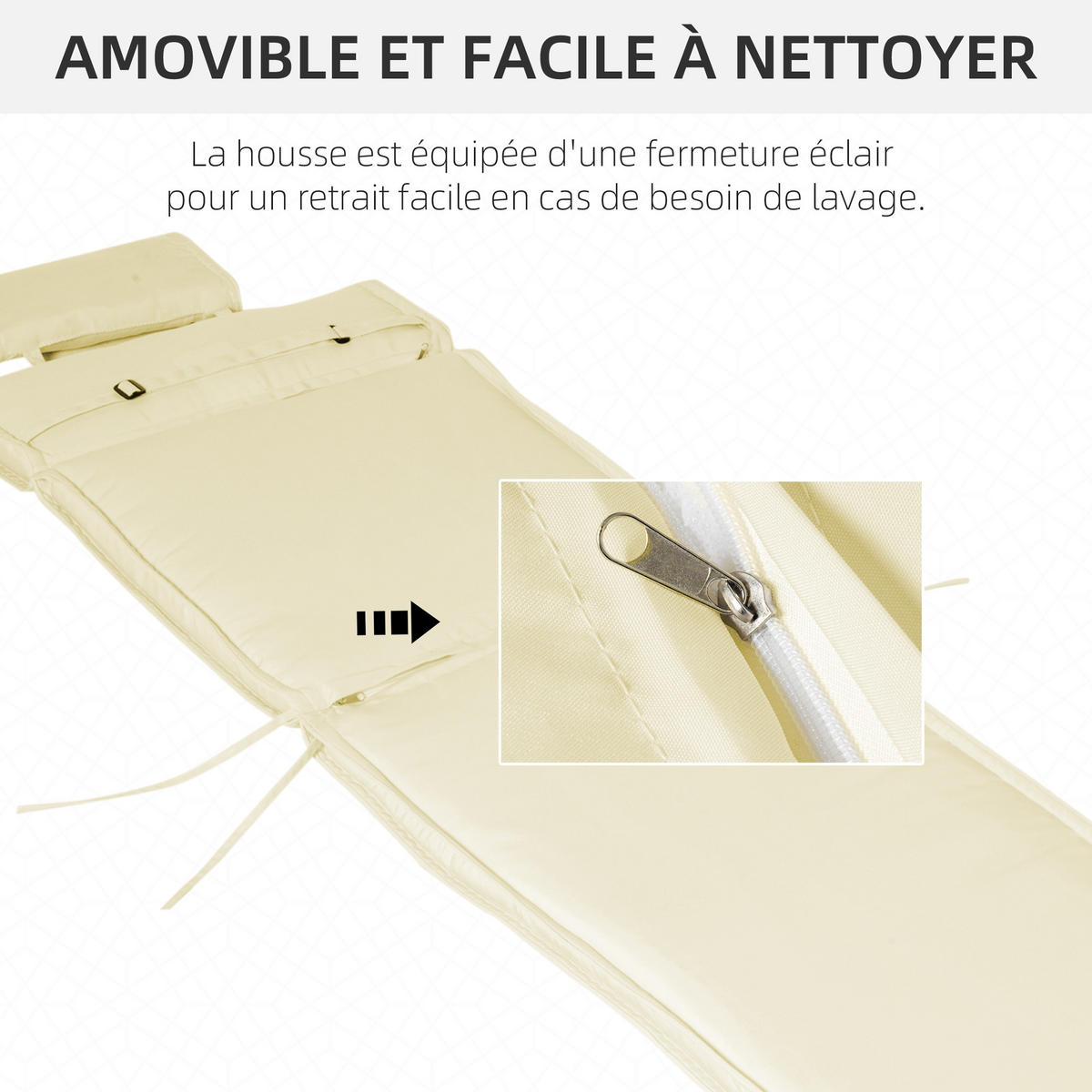 LIEGENAUFLAGE Creme 198/53/5 cm - Creme, Textil (198/5/53cm) - PANGIVO
